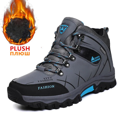 Brand Men Winter Snow Boots Waterproof Leather Sneakers Super  Warm