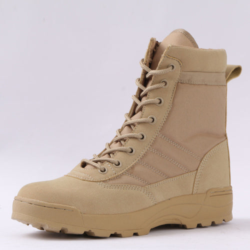 Men's Tactical Combat Boots — Ankle Height, Lace-Up, Split Leather, Spring/Autumn