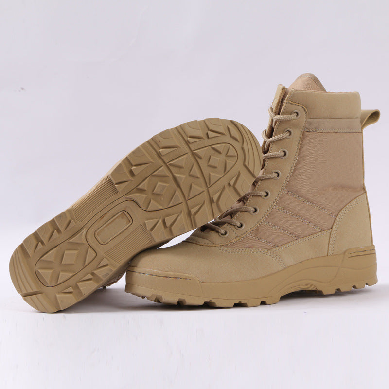 Men's Tactical Combat Boots — Ankle Height, Lace-Up, Split Leather, Spring/Autumn
