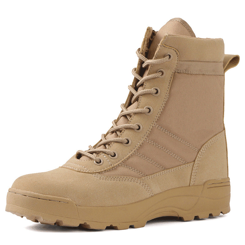 Men's Tactical Combat Boots — Ankle Height, Lace-Up, Split Leather, Spring/Autumn