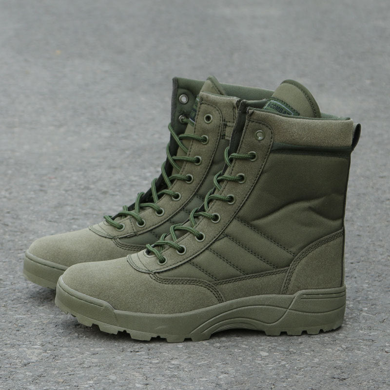 Men's Tactical Combat Boots — Ankle Height, Lace-Up, Split Leather, Spring/Autumn