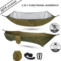 Portable Camping Hammock with Pop-Up Mosquito Net — 500 lb Capacity, Knot-Free Setup